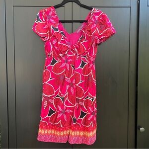 Hale Bop Pink Tropical Floral Silk Dress Size Medium